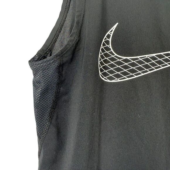 Nike Pro Shirt Sleeveless Black Womens Size M Vented Athletic Vented Swoosh Top - Picture 6 of 8
